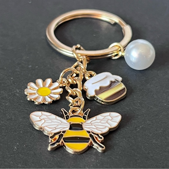 Bee and Honeypot Keychain Bag Charm - Picture 1 of 7